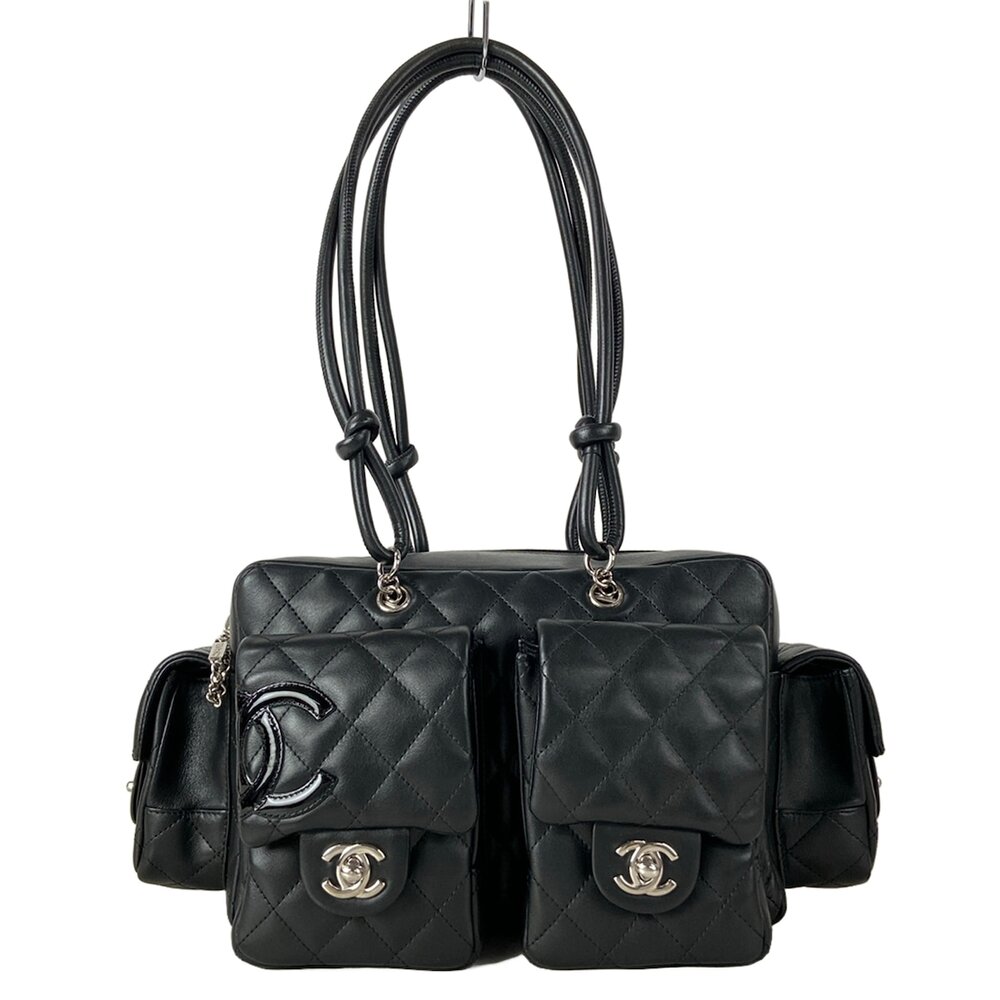 Chanel Cambon Line Bowling Bag Shoulder Bag A25173 Lambskin Patent Leather
